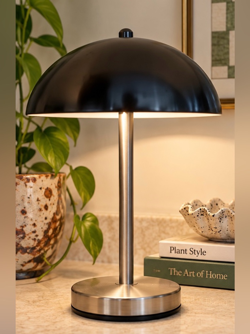 Silver Tri Touch Table Lamp Dome Mushroom 3 Way Modern Retro Light